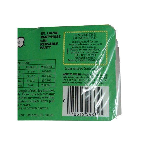 Vintage Womens Big Mama Pantyhose Extra Large Reusable Panty 5'-5'9" 230-300 lbs - Picture 7 of 7